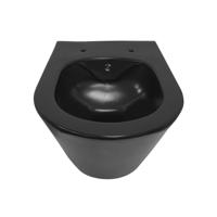Wiesbaden Wandcloset Luxe Rimless 53 cm Inclusief Bidet-functie Mat Zwart - thumbnail