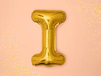 Folieballon Goud Letter &apos;I&apos; - 35cm - thumbnail