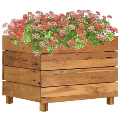 VidaXL Plantenbak verhoogd 50x40x38 cm gerecycled teakhout en staal