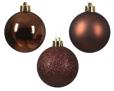 Decoris kerstballen set Plastic 30st espresso 4-5-6cm