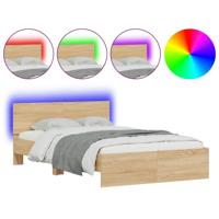 Bedframe met hoofdeinde en LED sonoma eikenkleurig 140x190 cm - thumbnail