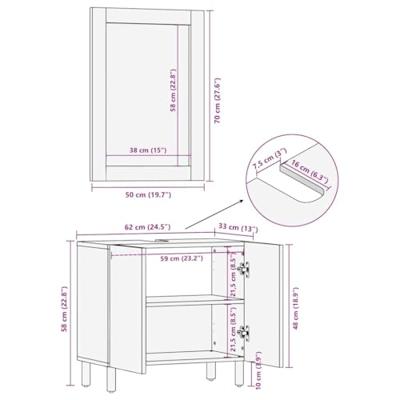 2-delige Badkamermeubelset massief mangohout