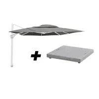 4 Seasons Outdoor Hacienda White Frame Charcoal met Parasolvoet - thumbnail