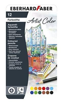 12 Aquarelpotloden Eberhard Faber in bliketui