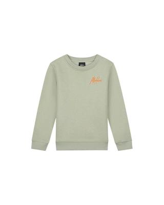 Malelions Sweater signature gestreept - Zeegras / Oranje