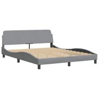 Bedframe met LED zonder matras stof 180x200 cm lichtgrijs - thumbnail