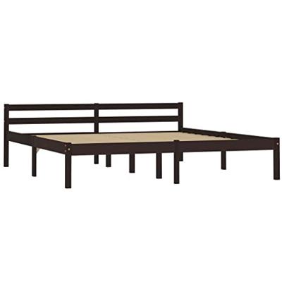 Bedframe massief grenenhout donkerbruin 160x200 cm