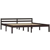 Bedframe massief grenenhout donkerbruin 160x200 cm - thumbnail