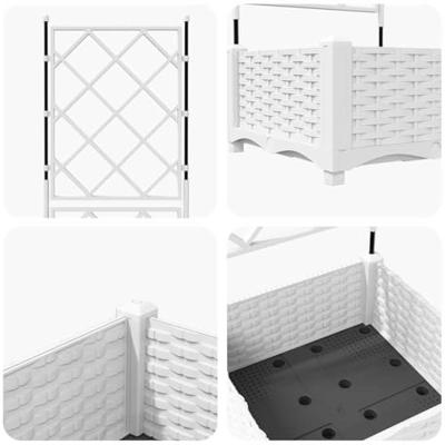 VidaXL Tuin bloempot wit 40 x 40 x 125,5 cm staal