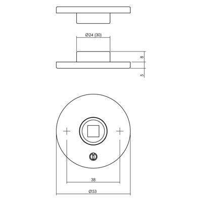 Rozetten staal verdekt ø53x5mm met 2-weg veerconstructie rvs zwart Rozetten staal verdekt ø53x5mm met 2-weg veerconstructie rvs zwart