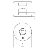 Rozetten staal verdekt ø53x5mm met 2-weg veerconstructie rvs zwart - thumbnail