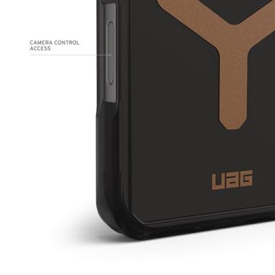 Urban Armor Gear Plyo MagSafe Case Backcover Apple iPhone 16 Pro Zwart, Transparant, Brons MagSafe compatible - thumbnail