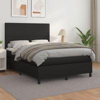 Boxspring met matras kunstleer zwart 140x190 cm - thumbnail