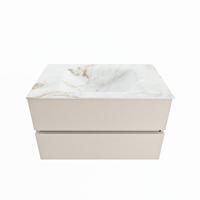MONDIAZ VICA-DLUX 80cm badmeubel onderkast Linen 2 lades. Inbouw wastafel CLOUD midden zonder kraangat, kleur Frappe. - thumbnail