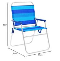 Marbueno Opklapbare Stoel Aluminium met Blauwe Strepen Kussen Strand en Zwembad 52X56X80 cm 10244 - thumbnail