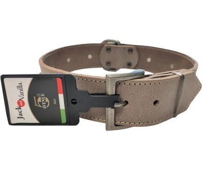 Jack and Vanilla Hondenhalsband - Leer - Grijs - 55 cm