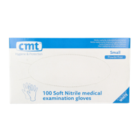 CMT Onderzoekshandschoen nitriel wit poedervrij maat S 100 Stuks - thumbnail