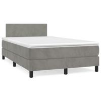 Boxspring met matras fluweel lichtgrijs 120x190 cm - thumbnail