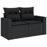 11-delige Loungeset met kussens poly rattan zwart - thumbnail
