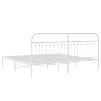 Bedframe met hoofdbord metaal wit 193x203 cm - thumbnail