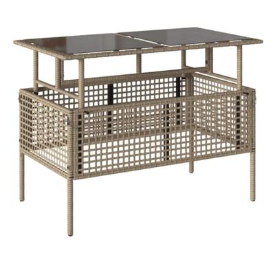4-delige Loungeset met kussens poly rattan en glas beige - thumbnail