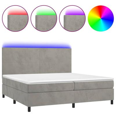 Boxspring met matras en LED fluweel lichtgrijs 200x200 cm