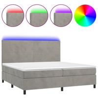 Boxspring met matras en LED fluweel lichtgrijs 200x200 cm - thumbnail