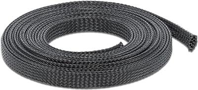 Delock 18849 Gevlochten hoes rekbaar 5 m x 12 mm zwart