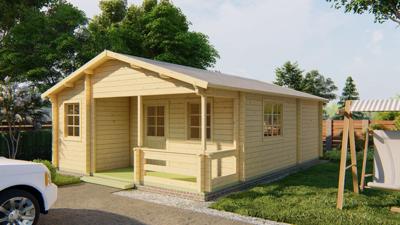 Tuindeco Kay Blokhut 595x800 cm 70 mm vuren blank- Zadeldak- Onbehandeld vurenhout- Tuindeco