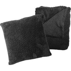 Gusta Plaid met kussenhoes 43x43cm zwart