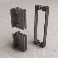 Wiesbaden Scharnierset En Greep tbv Profielloze Nisdeur Less Gunmetal - thumbnail