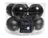 10 kerstballen, zwart glans-mat 60 mm KSD - Ksd - thumbnail