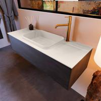 Badkamermeubelset Mondiaz Erin 120 cm met 1 Lade met RIDGE Wastafel Midden Linen met 1 kraangat Greeploos Mat Antracite - thumbnail