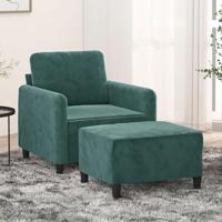 Fauteuil met voetenbank 60 cm fluweel donkergroen - thumbnail