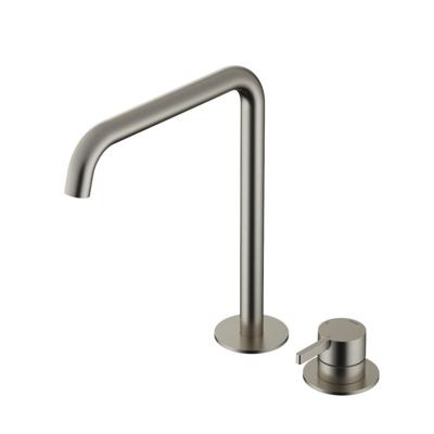 Hotbath Ace - Wastafelmengkraan - zonder Waste - Hoog - Geborsteld Nikkel - Opbouw - Messing - V02