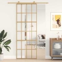 VidaXL Schuifdeur 76x205 cm helder esg-glas en aluminium goudkleurig - thumbnail