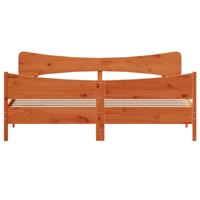 Bedframe zonder matras massief grenenhout wasbruin 200x200 cm - thumbnail