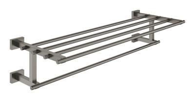 Handdoekhouder GROHE Essentials Cube 2 Armig Hard Graphite Geborsteld Handdoekhouder GROHE Essentials Cube 2 Armig Hard Graphite Geborsteld