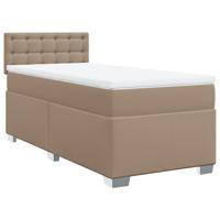 Boxspring met matras kunstleer cappuccinokleurig 80x200 cm - thumbnail