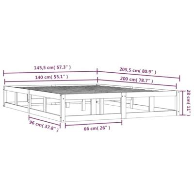 Bedframe massief hout wit 140x200 cm Bedframe massief hout wit 140x200 cm