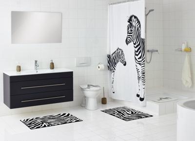 RIDDER douchemat zebra 54x54 cm wit en zwart
