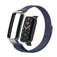 By Qubix - Milanese loop bandje met case - Donkerblauw - Xiaomi Smart Band 7 Pro - thumbnail