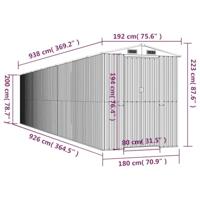 Tuinschuur 192x938x223 cm gegalvaniseerd staal lichtgrijs - thumbnail