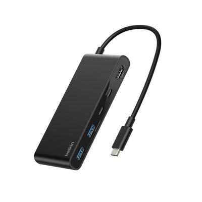 Belkin USB C Hub, 7-poorts USB C Adaptor voor 4K@60Hz HDMI Display, SD + MicroSD, 100W PD, Snelle Gegevensoverdracht (5Gbps), meerpoorts USB Hub - voor MacBook, iPad Pro, Chromebook - HDMI 2.0 - Zwart