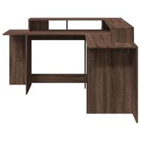 Bureau met LED-verlichting 152x152x91 cm hout bruin eikenkleur - thumbnail