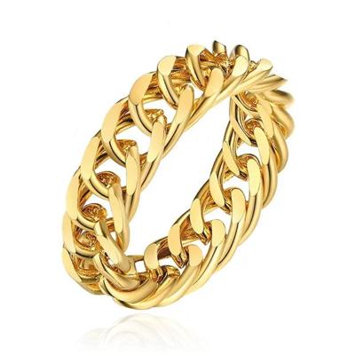 Cilla Jewels Damesring met Cuban Link Schakel - Goudkleurig -18mm Cilla Jewels Damesring met Cuban Link Schakel - Goudkleurig -18mm