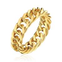 Cilla Jewels Damesring met Cuban Link Schakel - Goudkleurig -18mm - thumbnail