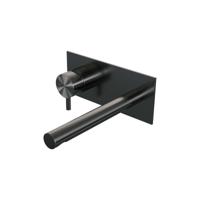 Inbouw wastafelmengkraan met rechte uitloop en afdekplaat, model B2 gunmetal geborsteld - thumbnail