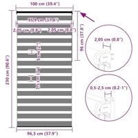 VidaXL Zebra rolgordijn 100x230 cm stofbreedte 95,9 cm donkergrijs - thumbnail