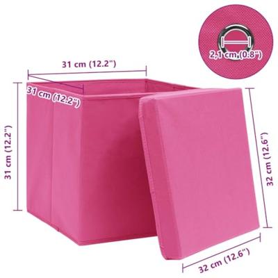 VidaXL Opbergboxen met deksel 4 st 32x32x32 cm stof roze
